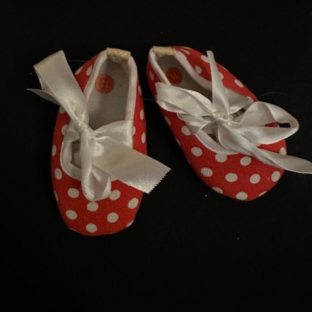 Red & White Polka Dot Infant Soft Crib Shoes  7328  NWT Boutique